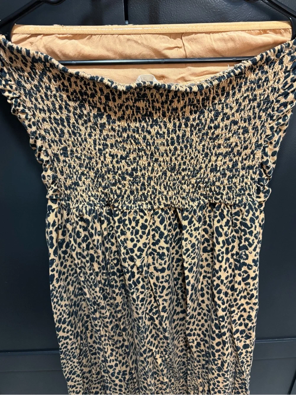 Leopard Print Women’s Maxi Strapless Dress - Tan & Black
